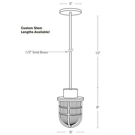 SPJ Lighting SPJ-NS-PM6-ST Nautical Pendant Mount Medium Base
