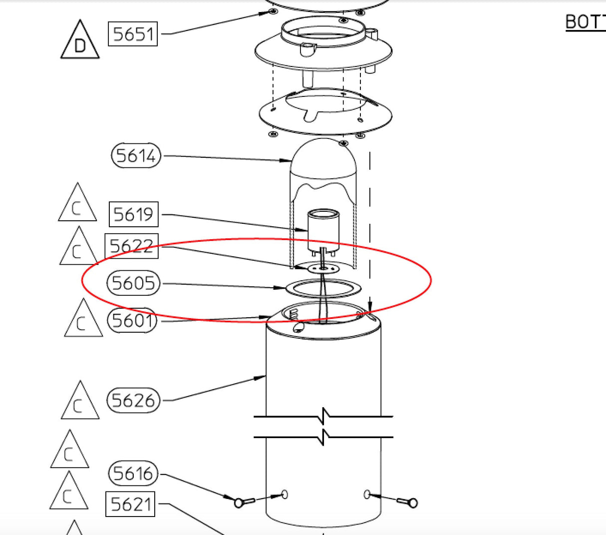 Hadco Signified Rubber Gasket Part 5605 for DB30 Bollard - Seginus Lighting