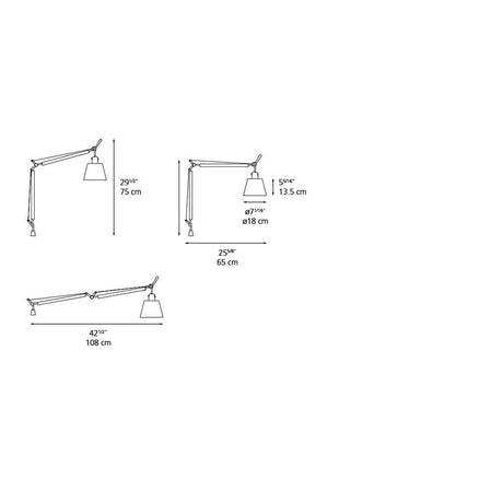 Artemide 0947018A Tolomeo with Shade Body INC 75W E26 Aluminum/Parchment Additional Image 1