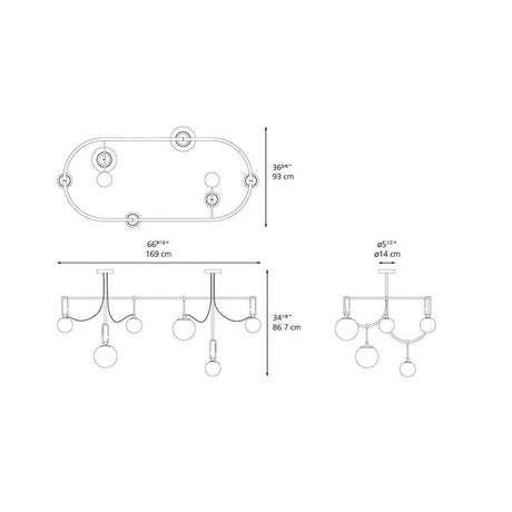 Artemide 1279018A Nh S5 Elliptic LED Max 2X15W E26 + 4X5W E12 Gold Additional Image 1