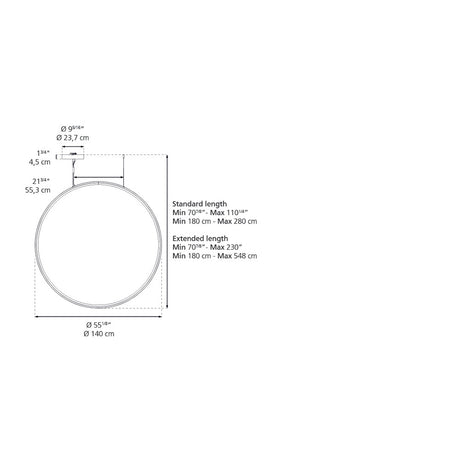 Artemide 199408A LED 71W Dimmable Discovery Vertical 140 Suspension Light