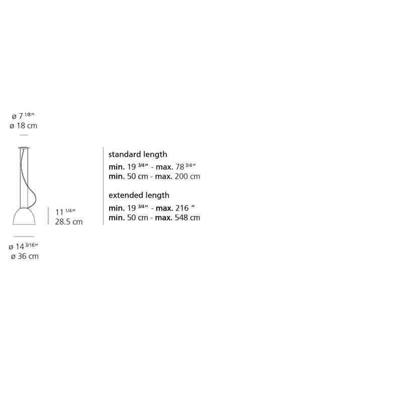 Artemide A2445 Nur Max 100W E26 Mini Suspension Light 120V - Seginus Lighting