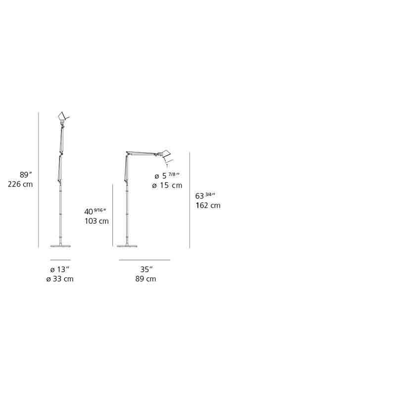 Artemide TOL0102 Tolomeo 10W LED Aluminum Classic Floor Light - Seginus Lighting