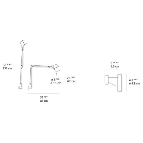 Artemide TOL1110 Tolomeo Classic 12W LED Aluminum Wall Light with S-Brackt - Seginus Lighting