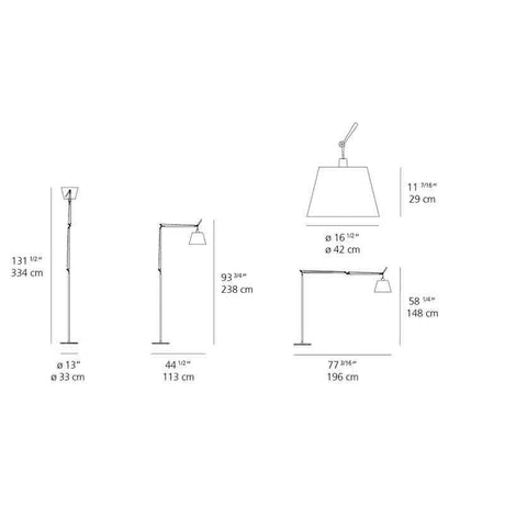 Artemide TLM210 Tolomeo Mega 31W LED Black Diffuser Floor Light - Seginus Lighting