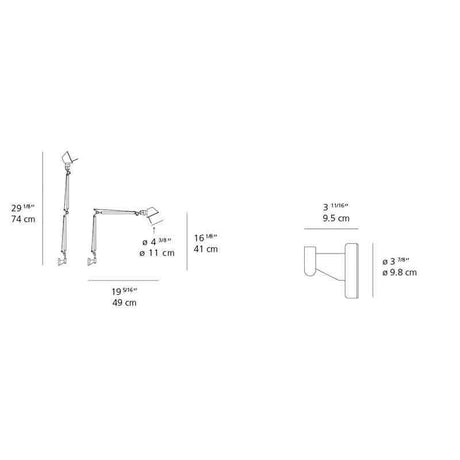 Artemide TOL1141 Tolomeo Micro 8W LED Aluminum Wall Light with Bracket - Seginus Lighting