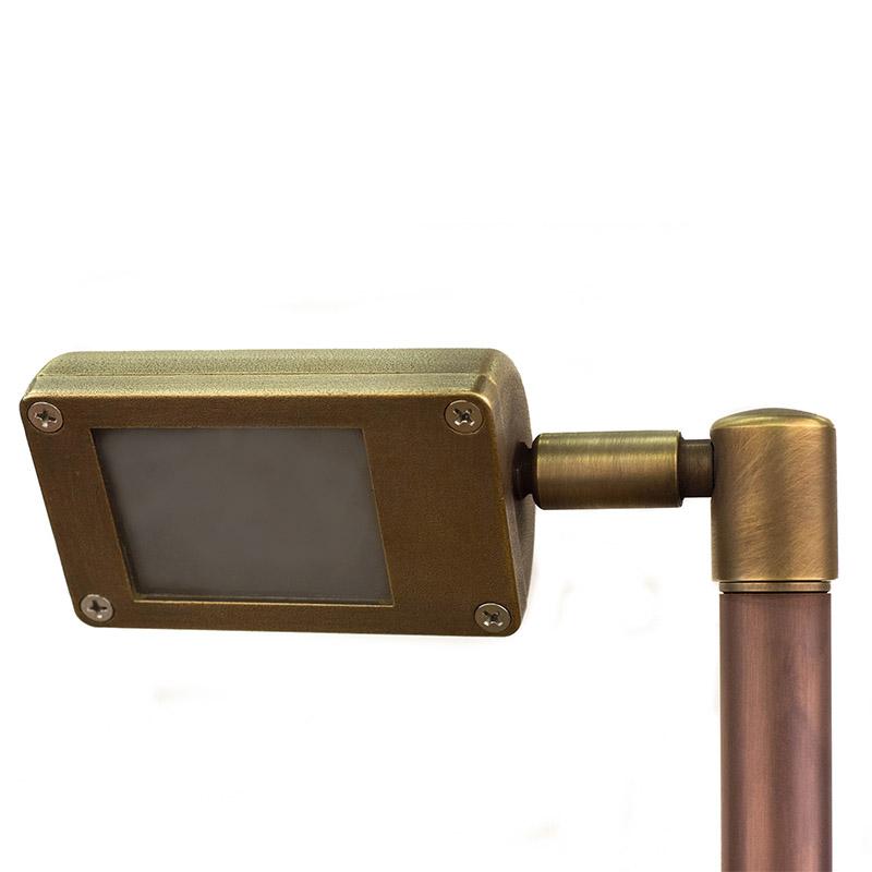 CopperMoon Lighting CM.205 Brass Rectangular Wash Light with Swivel Head and Copper Stem  With Stake
