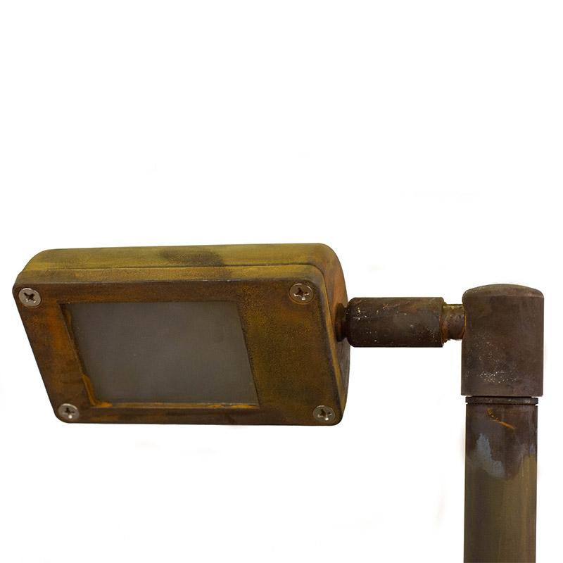 CopperMoon Lighting CM.205 Brass Rectangular Wash Light with Swivel Head and Copper Stem  With Stake