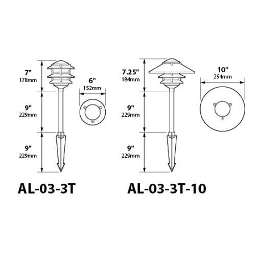 Focus Industries AL-03 4W LED 3000K Aluminum Pagoda Area Lights 12V