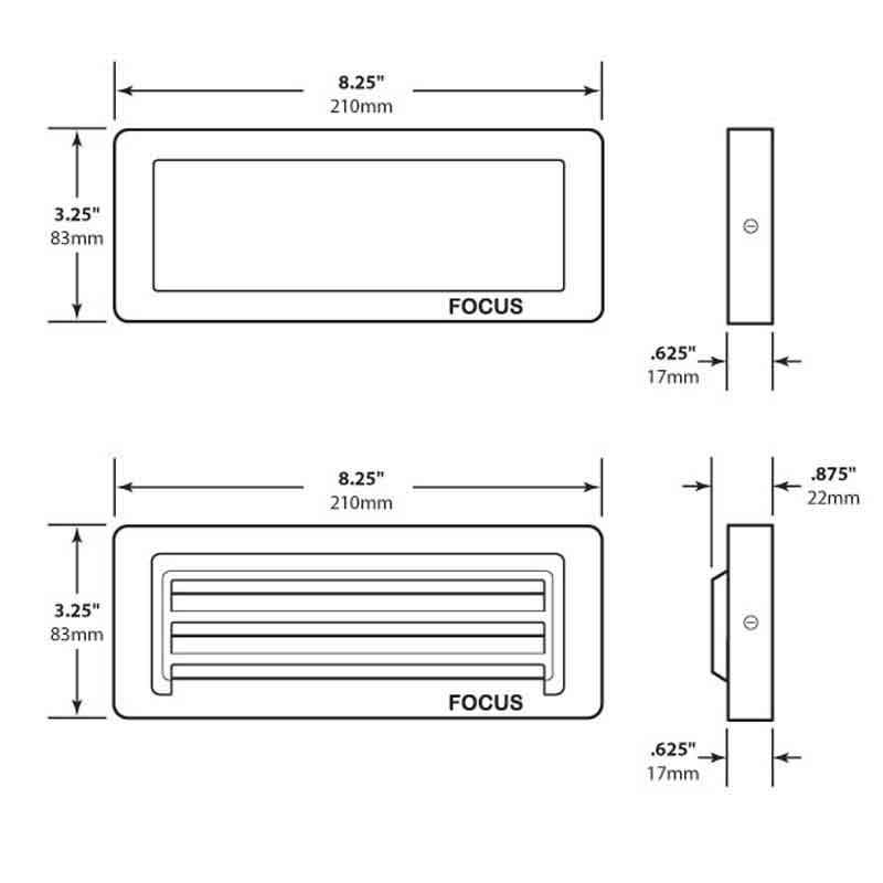 Focus Industries SL-08-AL-LEDP Series Lensed Flat Panel LED Brick Light 12V