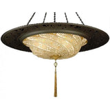 Fortuny 084-SAC-1 Small Glass Scudo Saraceno with Decorative Metal Ring Suspended - 33"