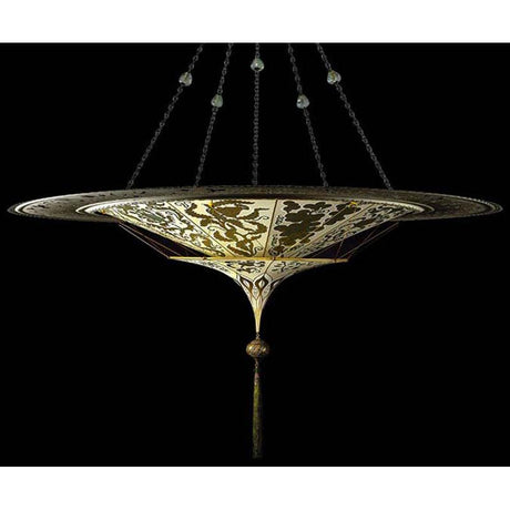 Fortuny 125-SHC-1 Scheherazade 2 Tier in Decorated Silk with Metal Ring Suspended - 49-1/4"