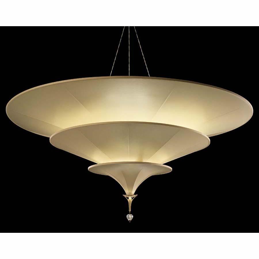 Fortuny 126CAR-2 Icaro 3 Tiers Glass Flush Mouned Fibre Leaf Lamp Additional Lamp 1