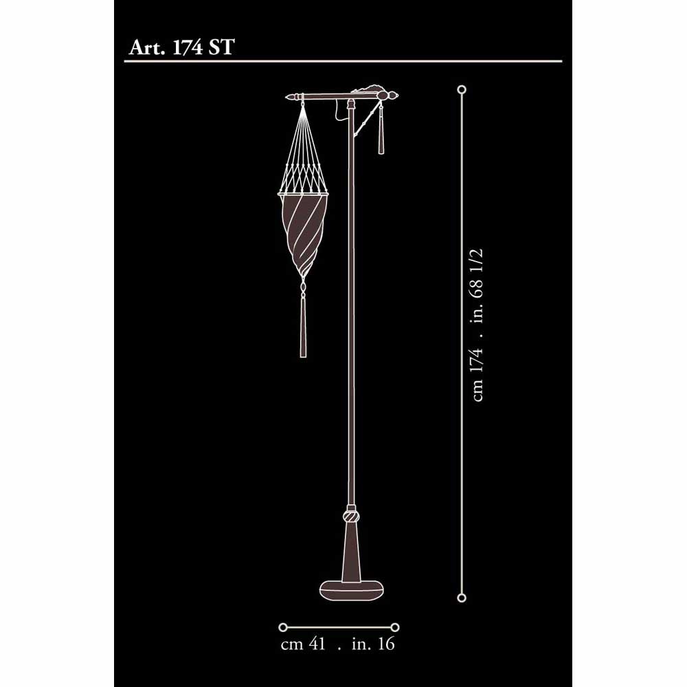Fortuny 174-ST-1 Floor Lamp Decorated Silk Shade - 68 1/2" Additional Image 4