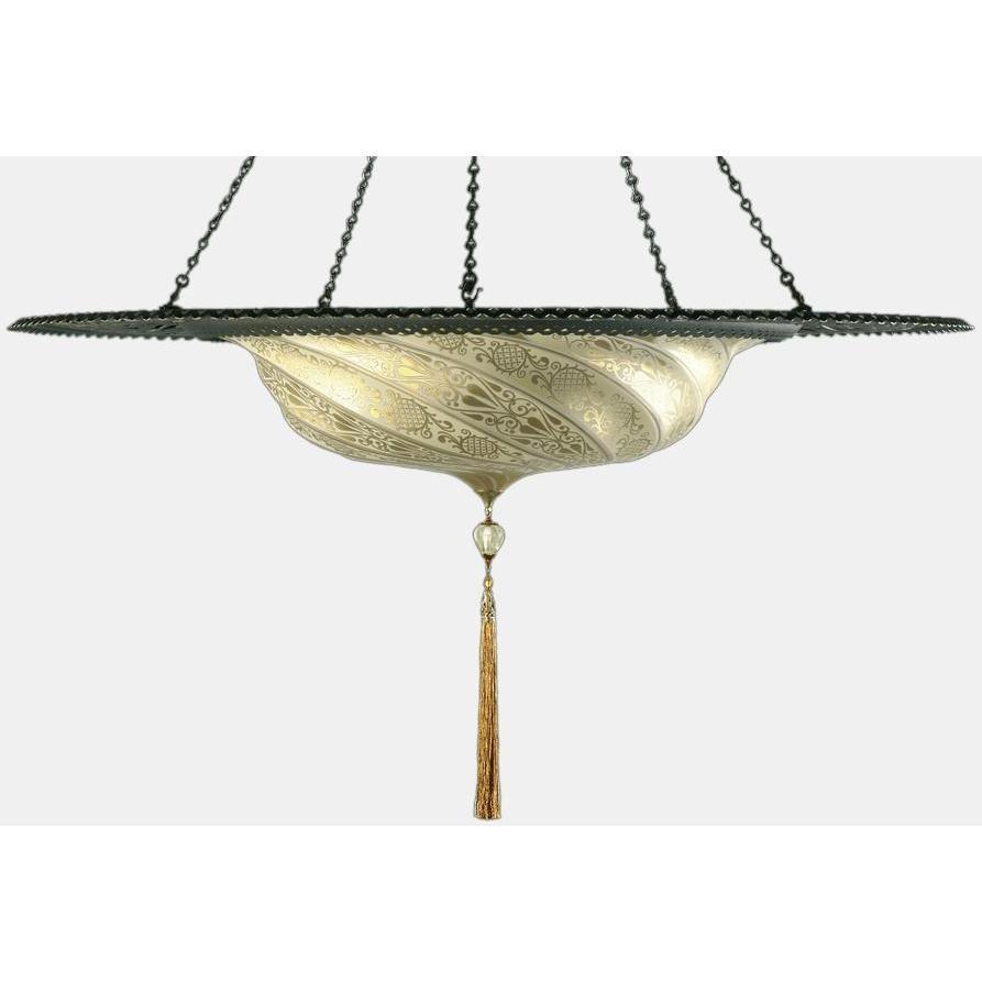 Fortuny G084SAC-1 Small Glass Scudo Saraceno Suspended with Metal Ring - 33"