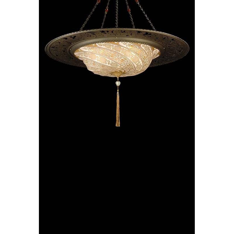 Fortuny G084SAC-1 Small Glass Scudo Saraceno Suspended with Metal Ring - 33" Additional Image 2