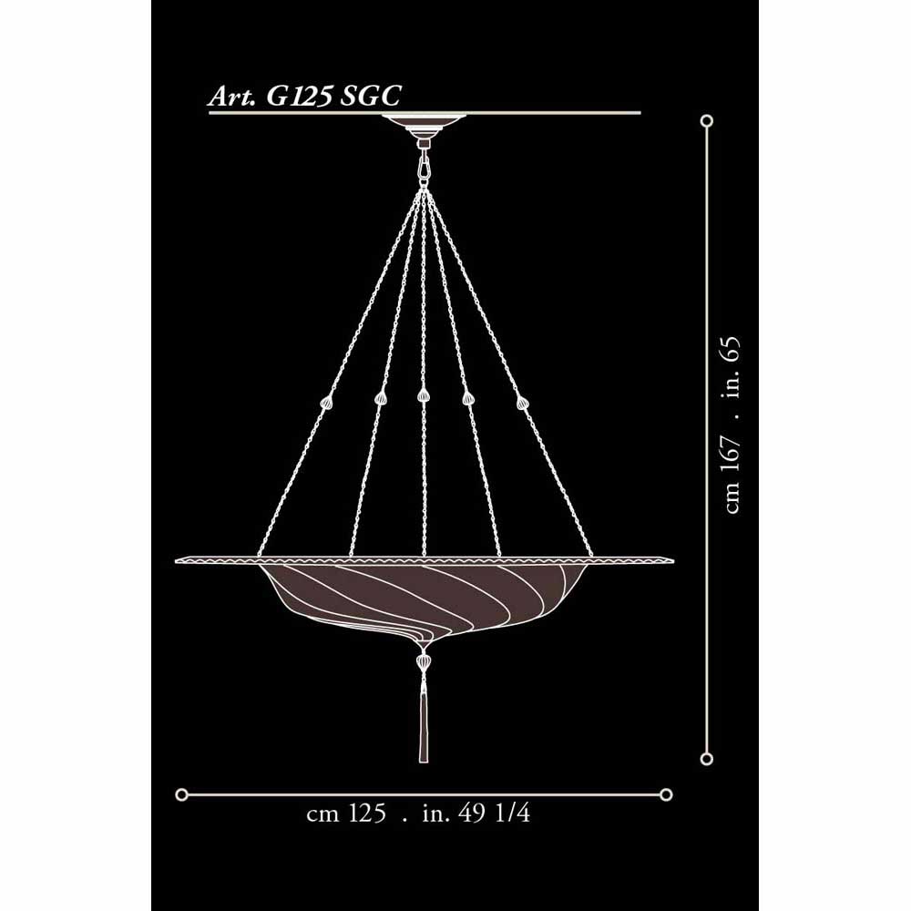 Fortuny G125SGC-1 Large Glass Scudo Saraceno with Metal Ring Suspended - 49-1/4" Additional Image 3