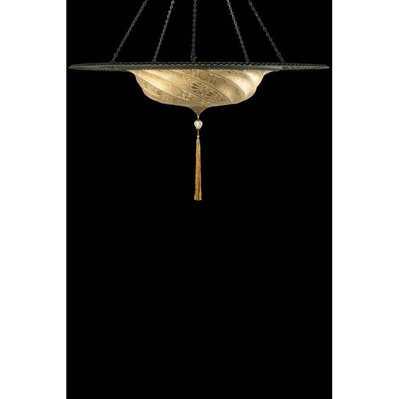 Fortuny G125SGC-1 Large Glass Scudo Saraceno with Metal Ring Suspended - 49-1/4" Additional Image 1