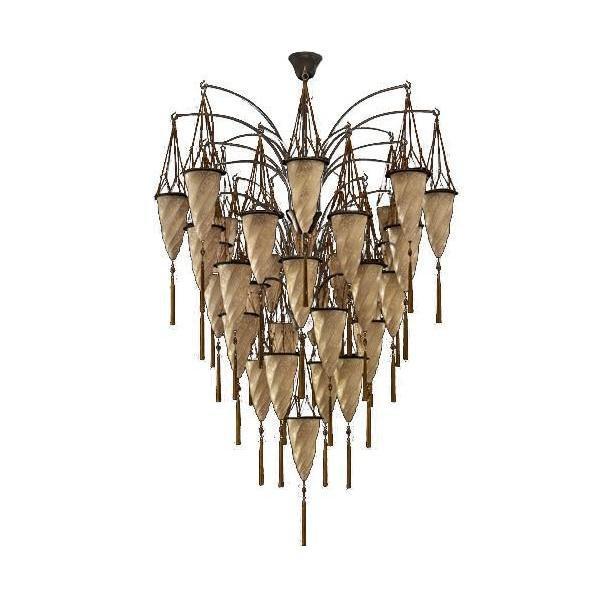 Fortuny GCM019-33-CL Suspended Composition with 33 Glass Shades - 54-4/8"