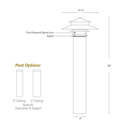 SPJ Lighting SPJ-714-3 6W LED  3 Inch Diameter Post Bollard