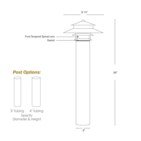 SPJ Lighting SPJ-714-4 6W LED  4 Inch Diameter Post Bollard