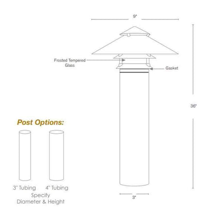 SPJ Lighting SPJ-716-9 6W LED  3 Inch Diameter Post Bollard