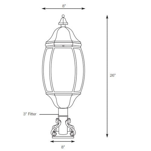 SPJ Lighting SPJ27-02A Post Lantern W/ Post Fitter